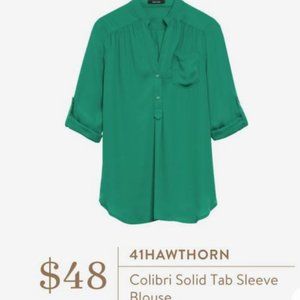 Stitch Fix, 41 Hawthorn, Colibri Solid Tab Sleeve Blouse in green